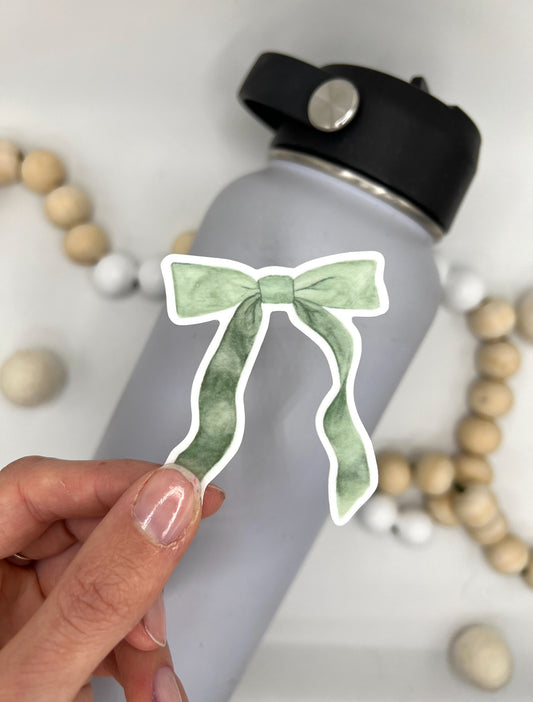 Green Bow sticker, 2x2.39in