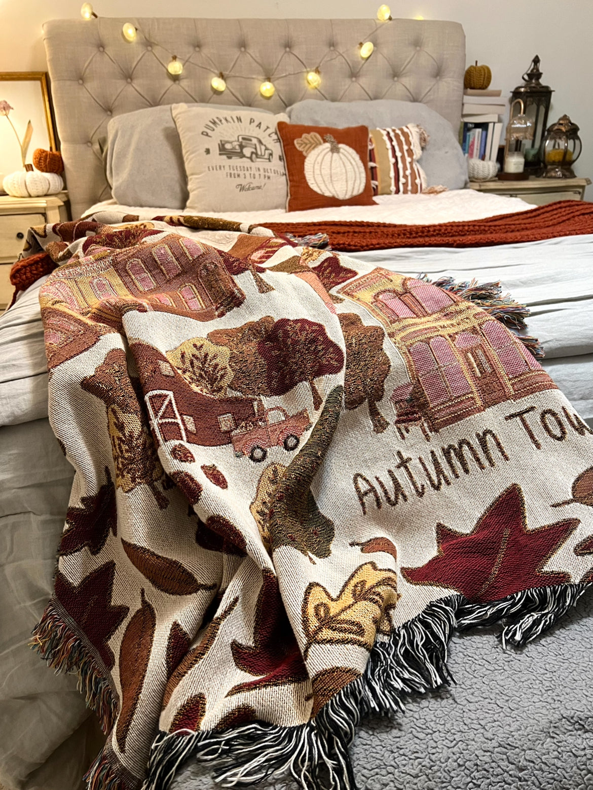 Autumn Town Woven Throw Blanket