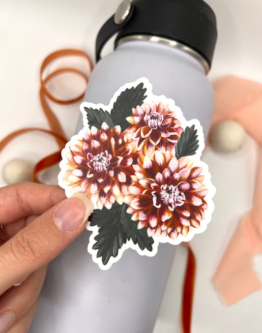Autumn Dahlia Flower Bouquet Sticker, 2.77x3in