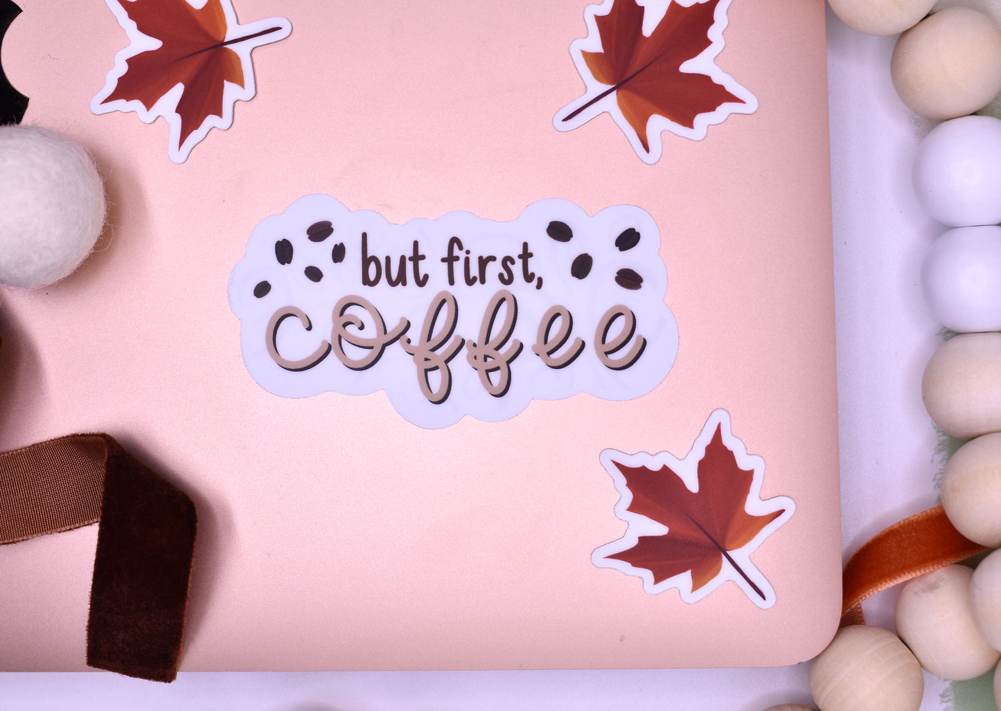 But First Coffee Sticker, 3x1.58in