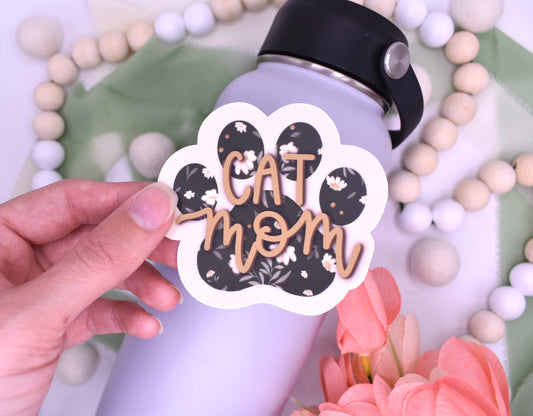 Cat Mom Sticker, 3x2.72in