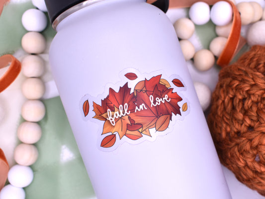 Fall in Love Sticker, 3x1.8in