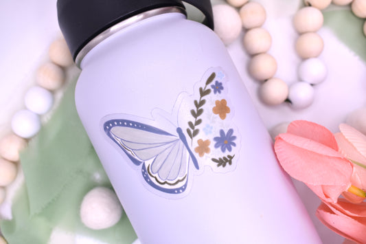 Floral Butterfly Sticker, 3x2.03in