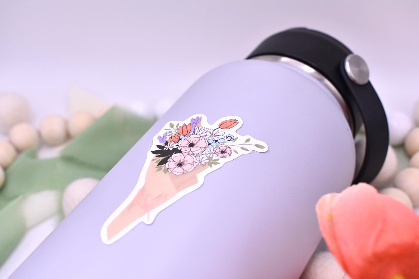 Market Flower Bouquet Sticker, 1.83x3in