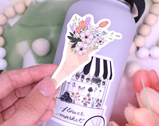 Market Flower Bouquet Sticker, 1.83x3in