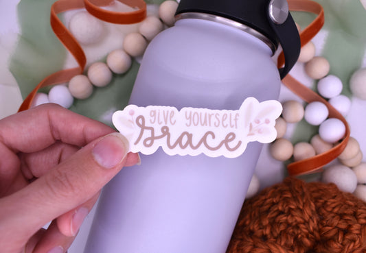 Give Yourself Grace Sticker, 3x1.13in