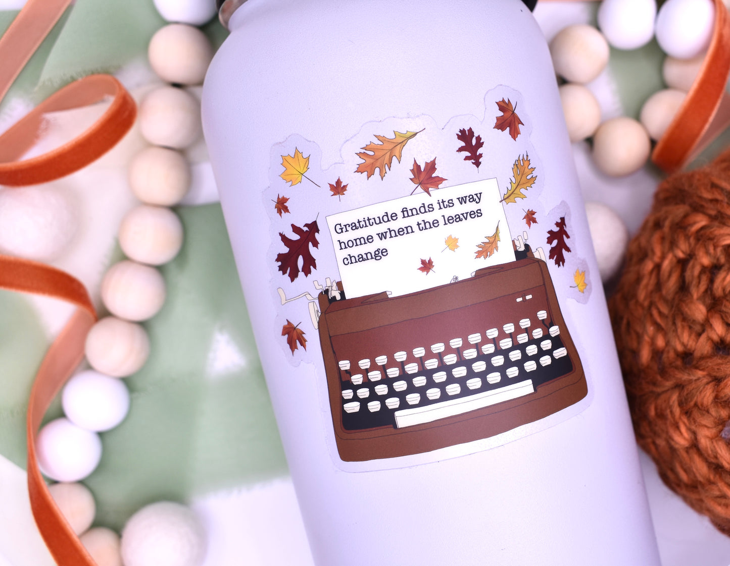Gratitude Typewriter Sticker, 3.5x3.03in