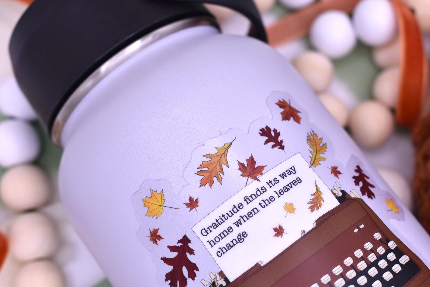 Gratitude Typewriter Sticker, 3.5x3.03in