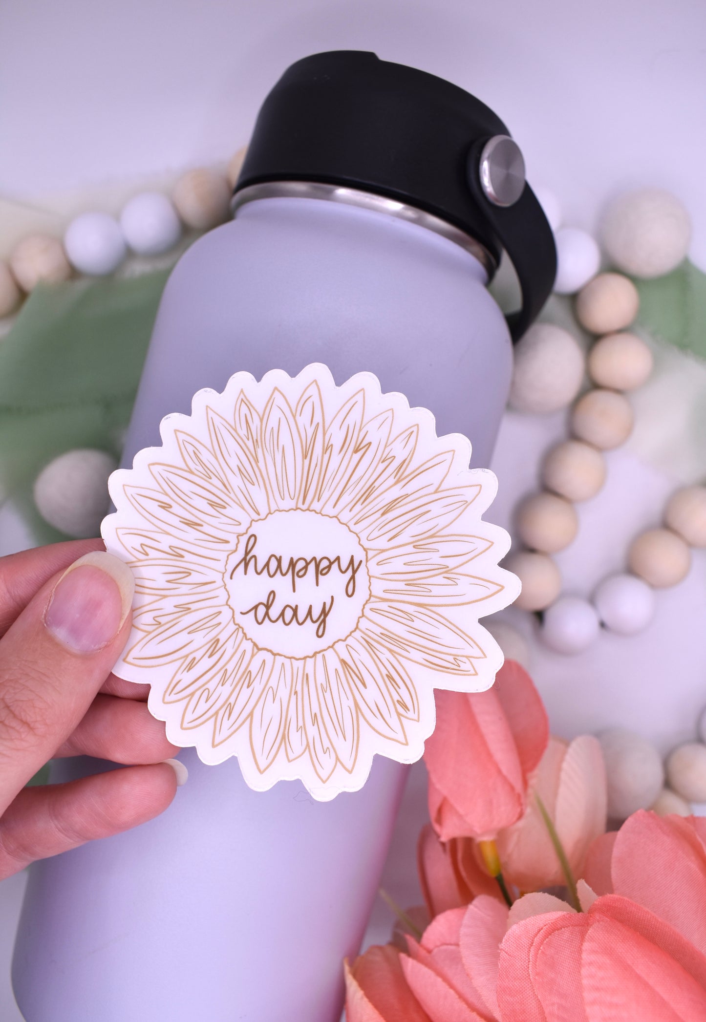 Happy Day Sunflower Sticker, 3x2.98in