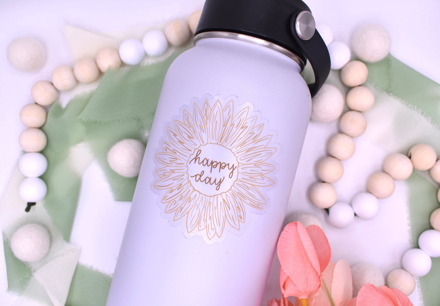 Happy Day Sunflower Sticker, 3x2.98in