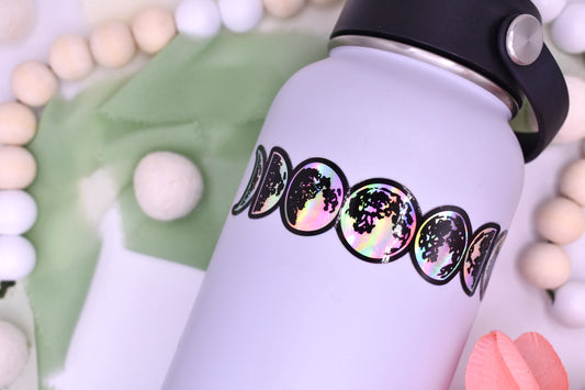 Holographic Moon Phases Sticker, 4.44x1in