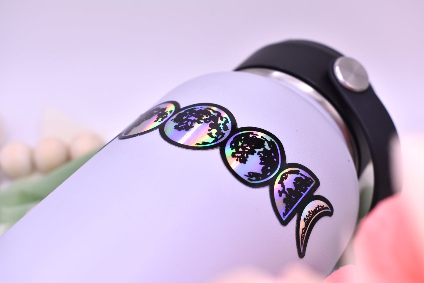 Holographic Moon Phases Sticker, 4.44x1in