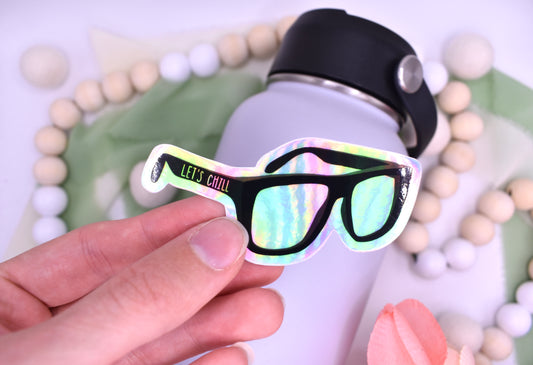 Holographic Sunglasses Sticker, 3x1.43in