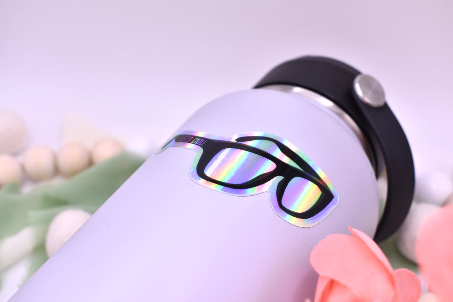 Holographic Sunglasses Sticker, 3x1.43in