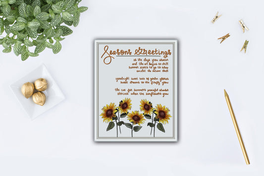 Season's Greetings Sunflower Poem Art Print