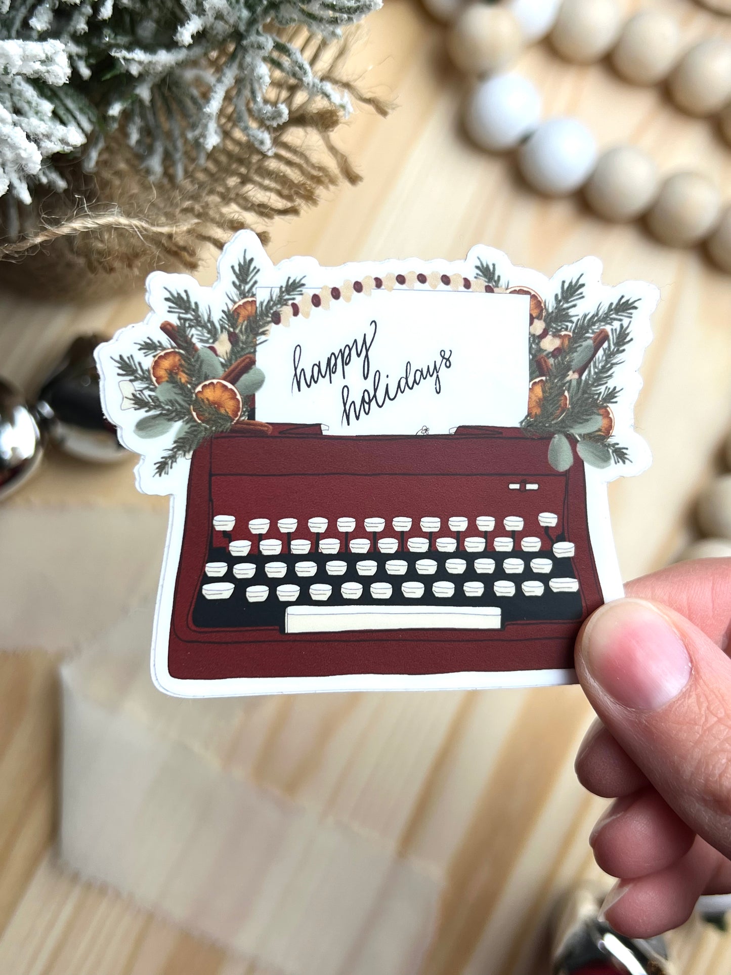 Happy Holidays Typewriter, 3x2.48in