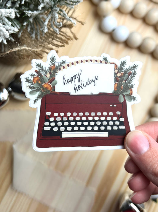 Happy Holidays Typewriter, 3x2.48in