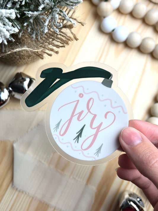 Joy Ornament Sticker, 3.45x3in