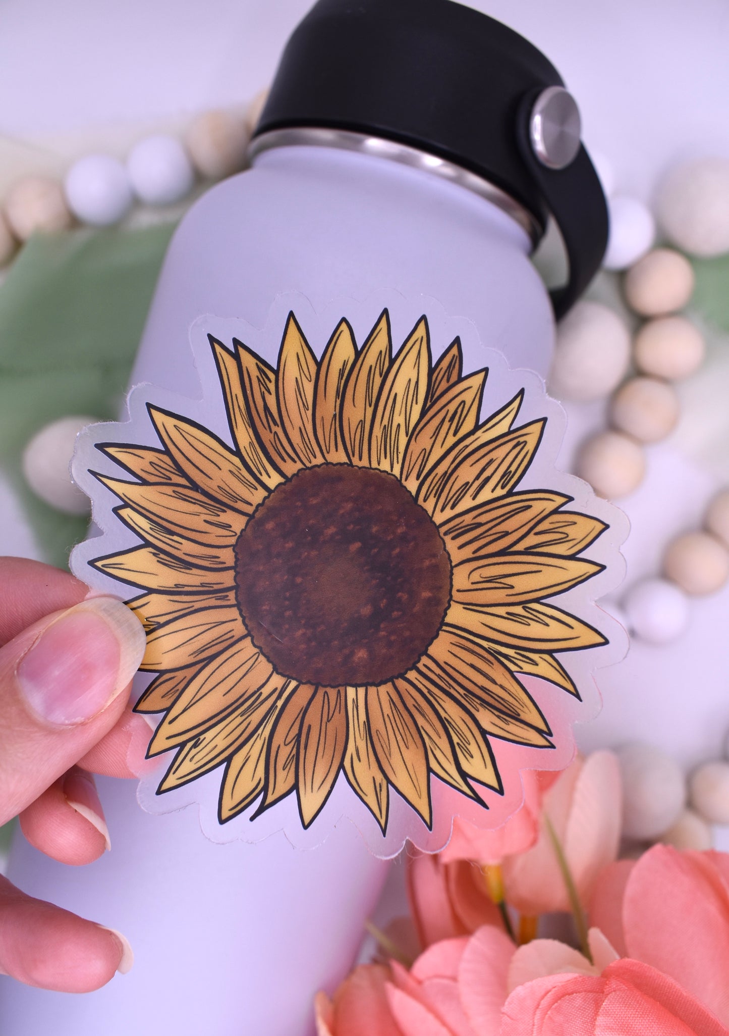 Large Sunflower Sticker, 2.98x3in