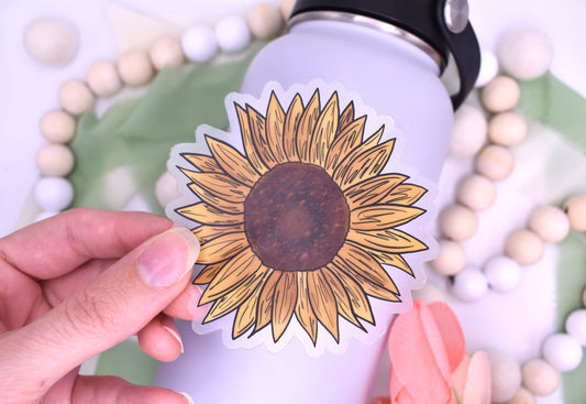 Large Sunflower Sticker, 2.98x3in