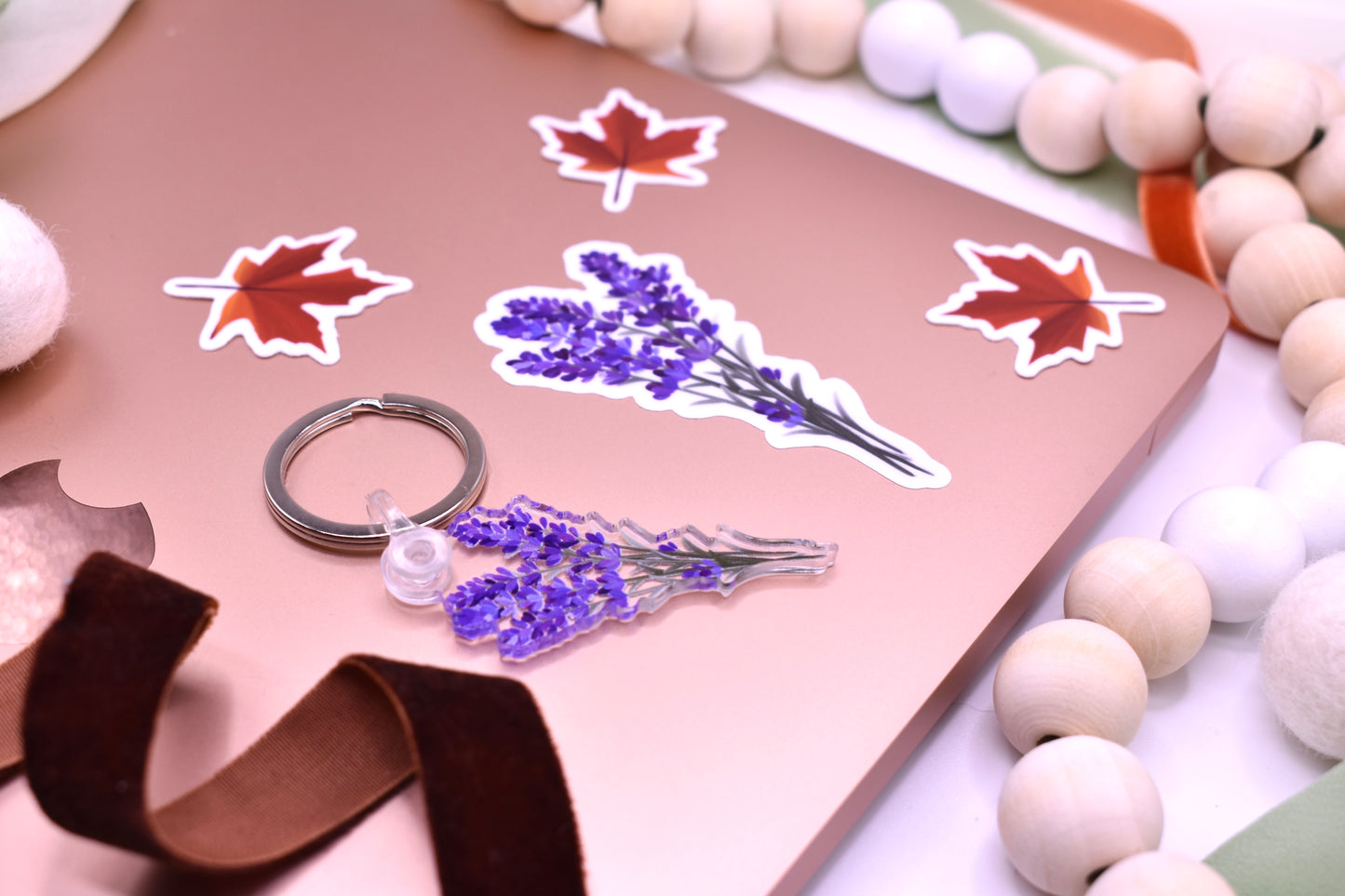 Lavender for Luck Keychain, 1x2in
