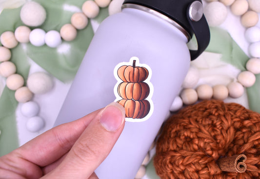Mini Pumpkin stack Sticker, 1x1.55in