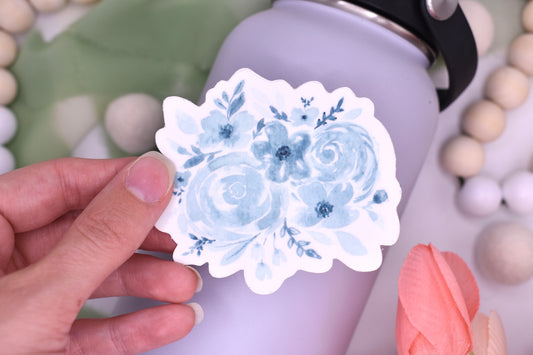 Monochromatic Watercolor Floral Sticker, 3x2.78in