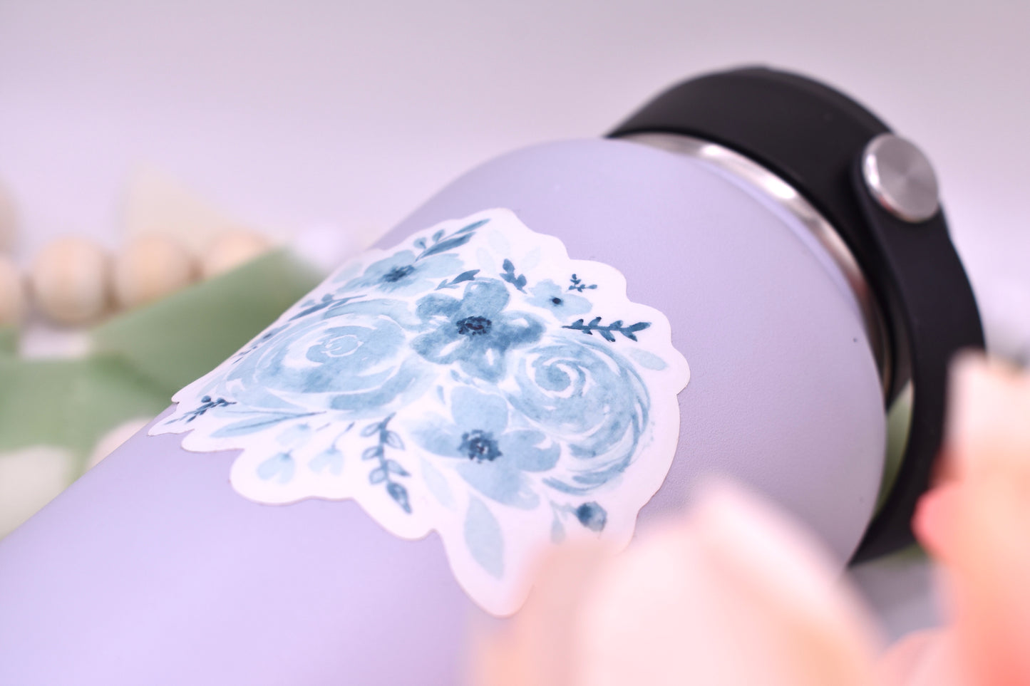 Monochromatic Watercolor Floral Sticker, 3x2.78in