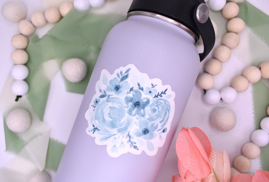 Monochromatic Watercolor Floral Sticker, 3x2.78in