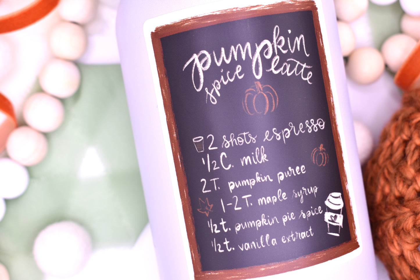 Pumpkin Spice Latte Sticker, 3x3.97in