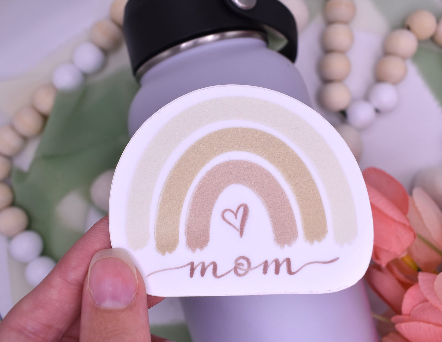 Rainbow Mom Sticker, 3x2.43in