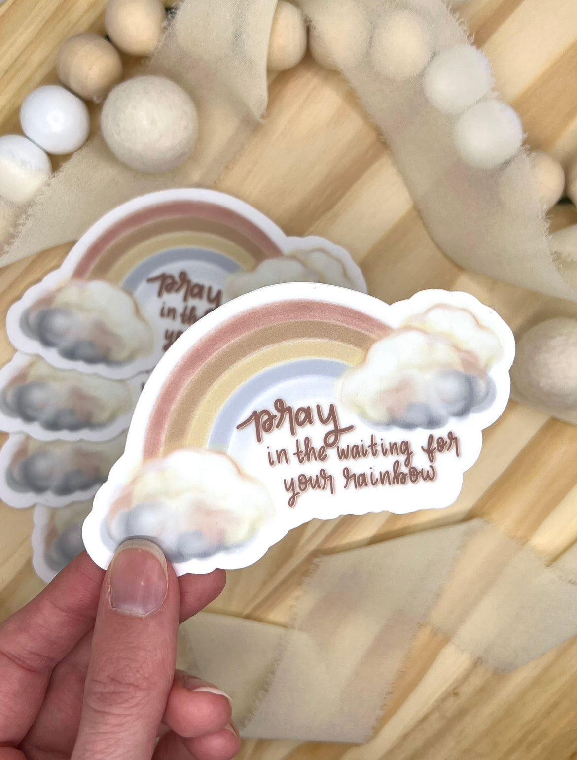 Rainbow Prayer Sticker, 4x2.55in