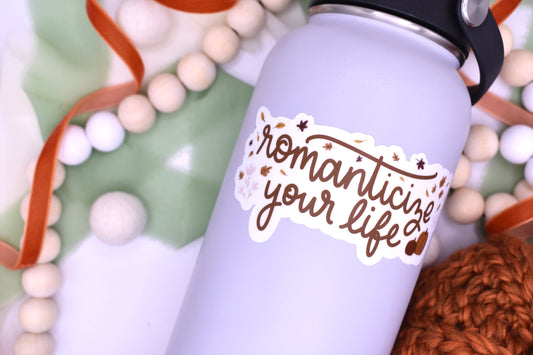 Romanticize Your Life Sticker, 4x2.11in