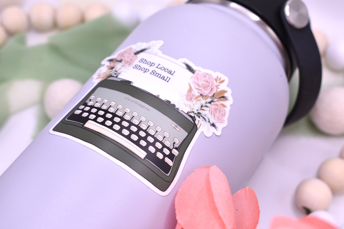 Shop Small Typewriter Sticker, 3x2.47in