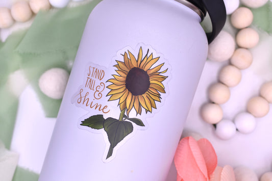 Stand Tall and Shine Sunflower Sticker, 2.49x3in