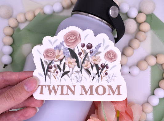 Twin Mom Sticker, 4x3.18in