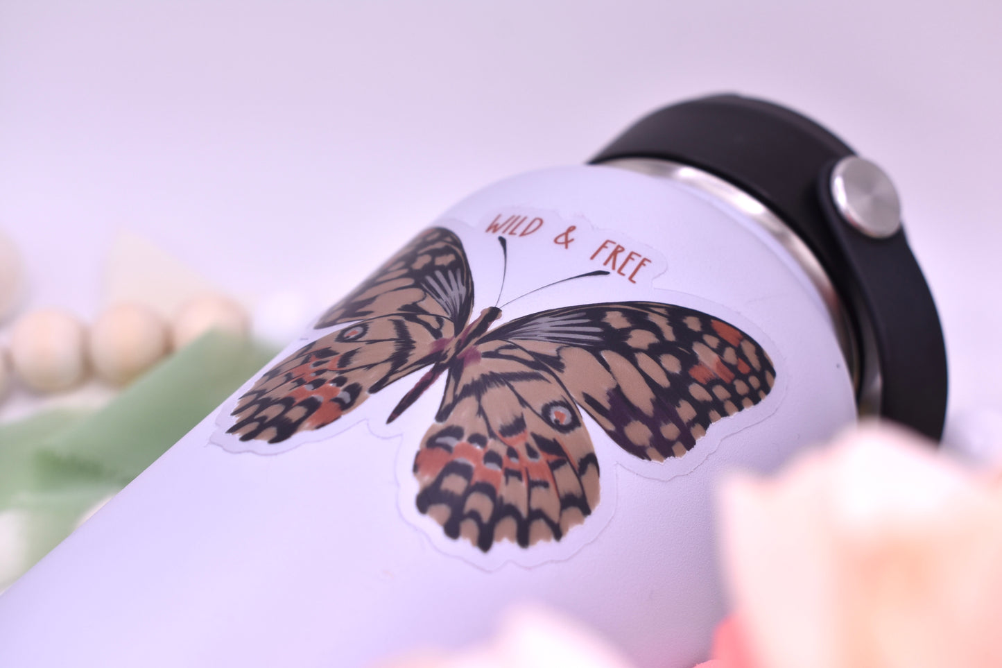 Wild and Free Butterfly Sticker, 3.5x2.83in