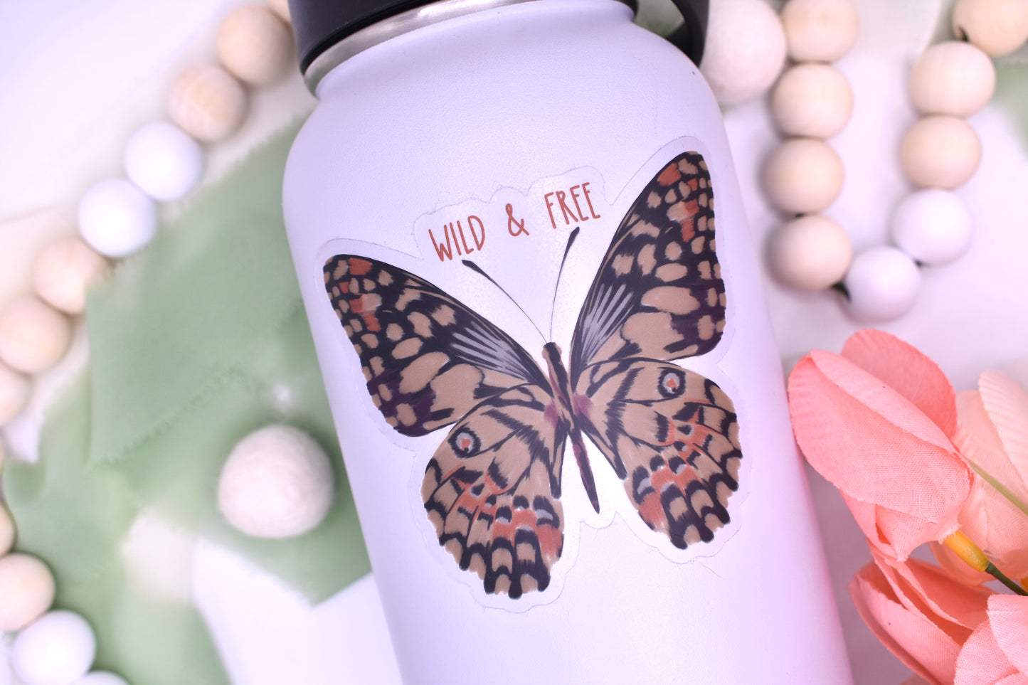 Wild and Free Butterfly Sticker, 3.5x2.83in