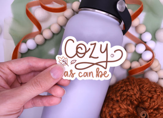 Cozy as can be Sticker, 3x1.88in