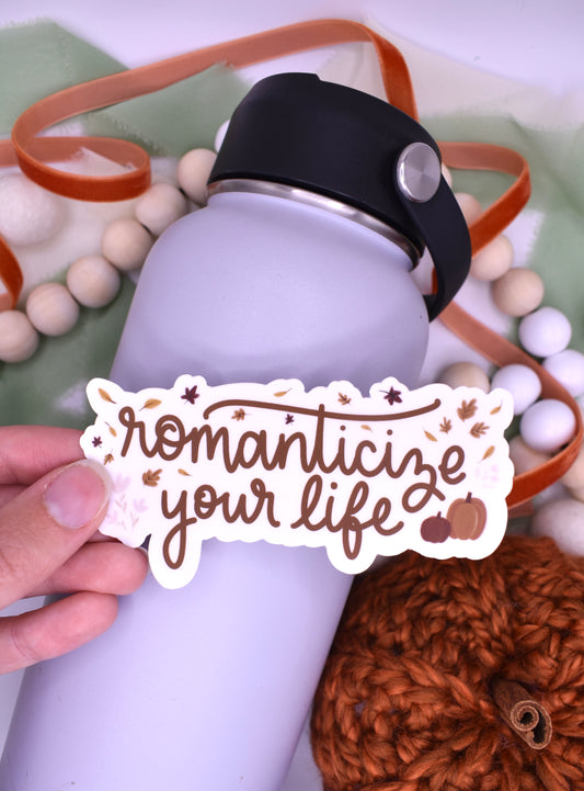 Romanticize Your Life Sticker, 4x2.11in